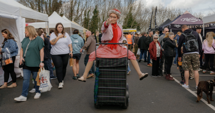Street entertainer at Bishop Auckland Food Festival.